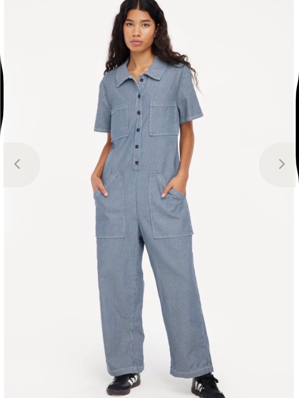 Railroad Lucky Short-Sleeve Utility Jumpsuit in Basalt